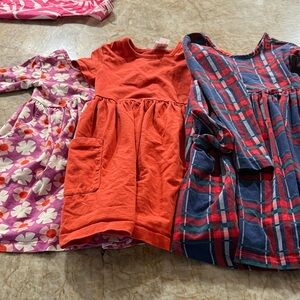 Set of Three Girls' Dresses - Floral, Orange, Plaid